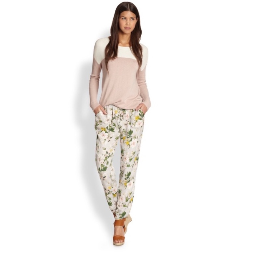 JOIE “Theron B” SILK PANTS Small gray floral lined
